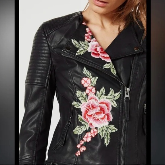 Top Shop Embroidered Leather Jacket - Picture 8 of 8